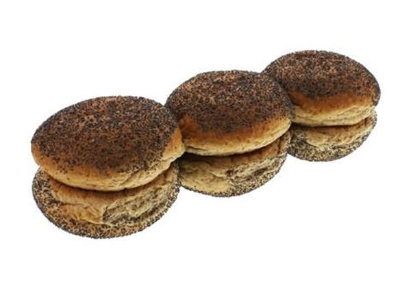 Ronde bruine broodjes maanzaad p/6